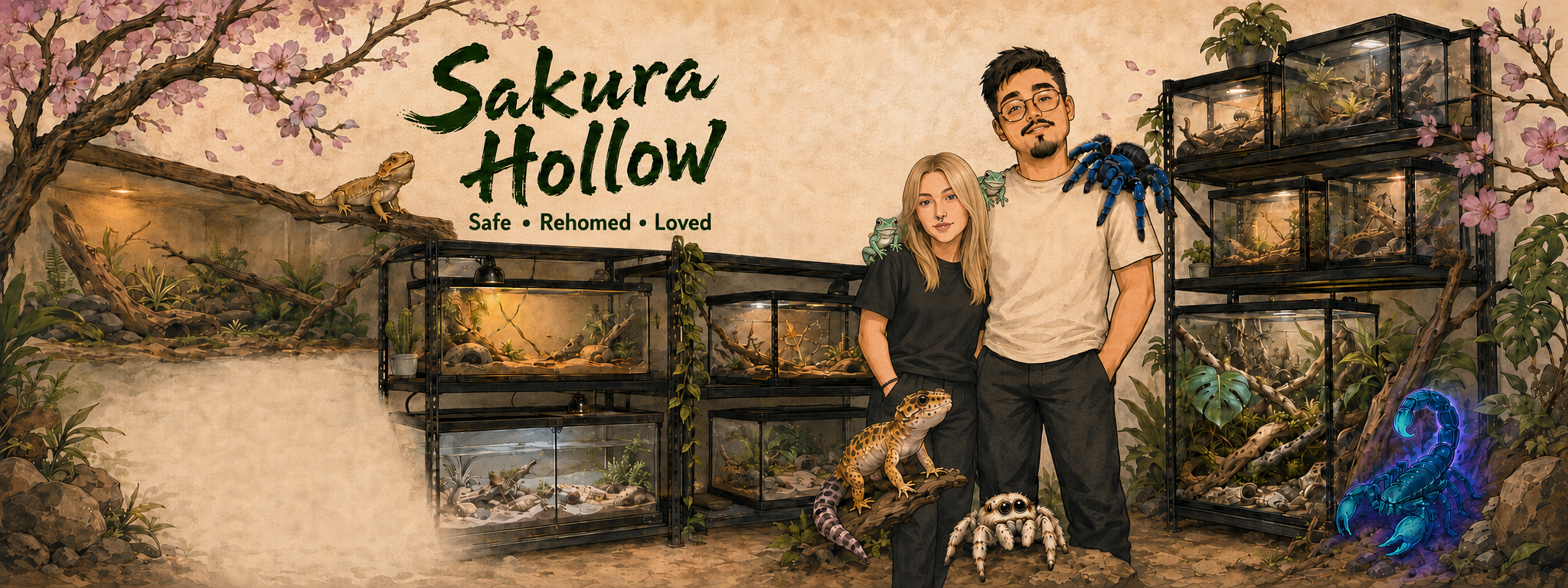 Brendan and Piper at Sakura Hollow with sanctuary animals